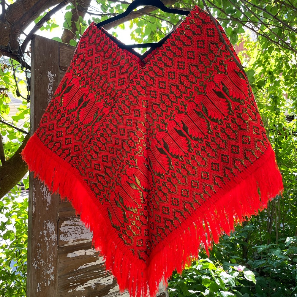 Neon orange and gold festival Poncho